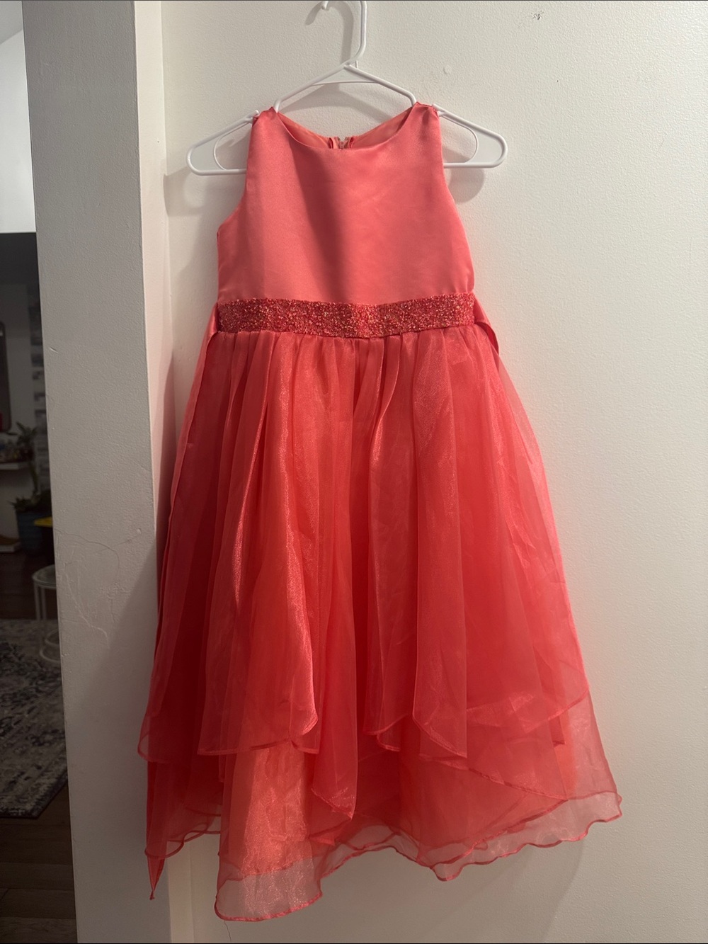 chic Coral Layered Tulle Formal Dress for Girls